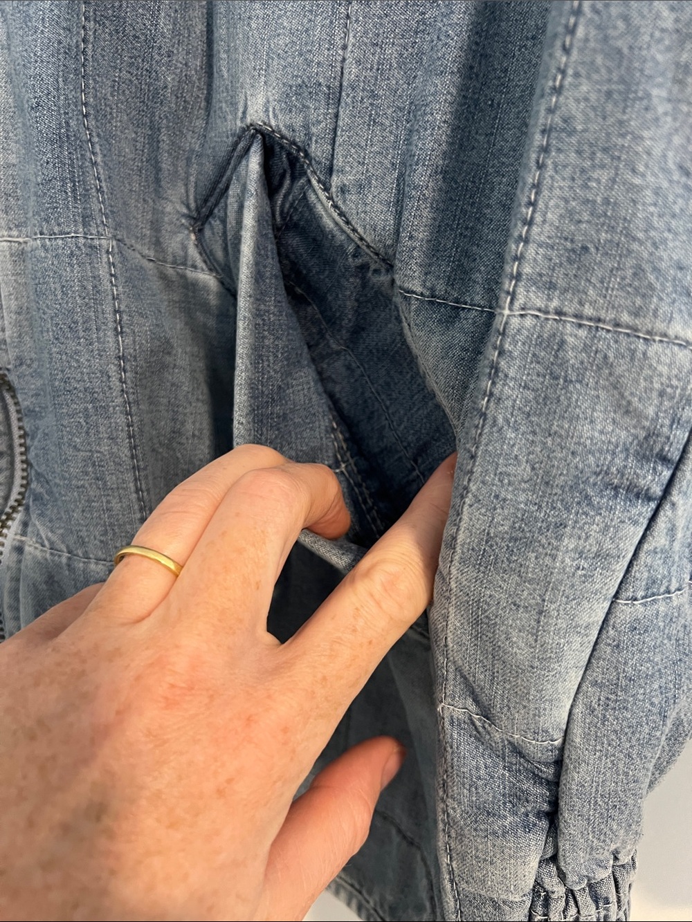 Free People Quilted Light Blue Bomber Jacket - Picture 9 of 11
